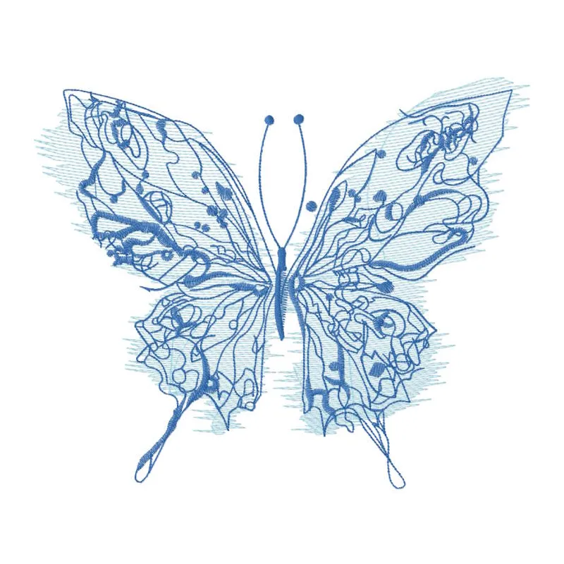 Embroidery design preview of 'butterfly in the wind sketch embroidery design' showcasing intricate details.
