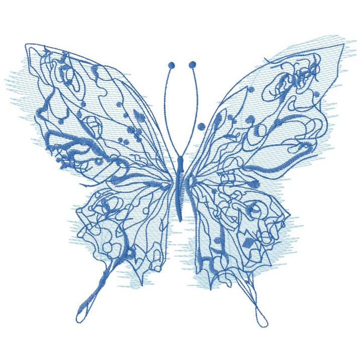 Butterfly in the wind sketch embroidery design - Embroidery Design