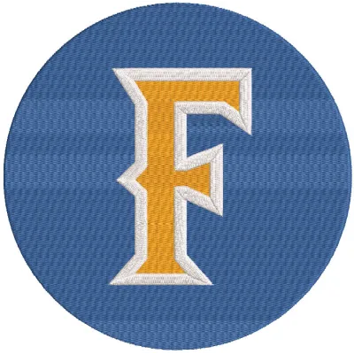 Cal State Fullerton Titans round logo embroidery design preview. Filename hint: cal state fullerton titans round logo embroi…