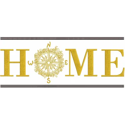 Home Compass embroidery design preview showcasing intricate details and vibrant colors for your next project.