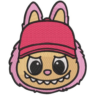 Labubu In a baseball cap embroidery design - Embroidery Design