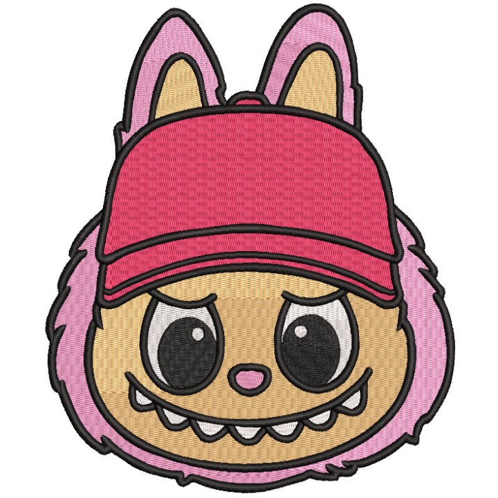 Labubu In a baseball cap embroidery design - Embroidery Design