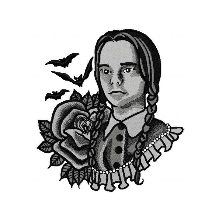 Wednesday Addams Family embroidery design - Embroidery Design