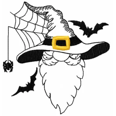 Halloween Dwarf embroidery design preview showcasing detailed stitching and vibrant colors.