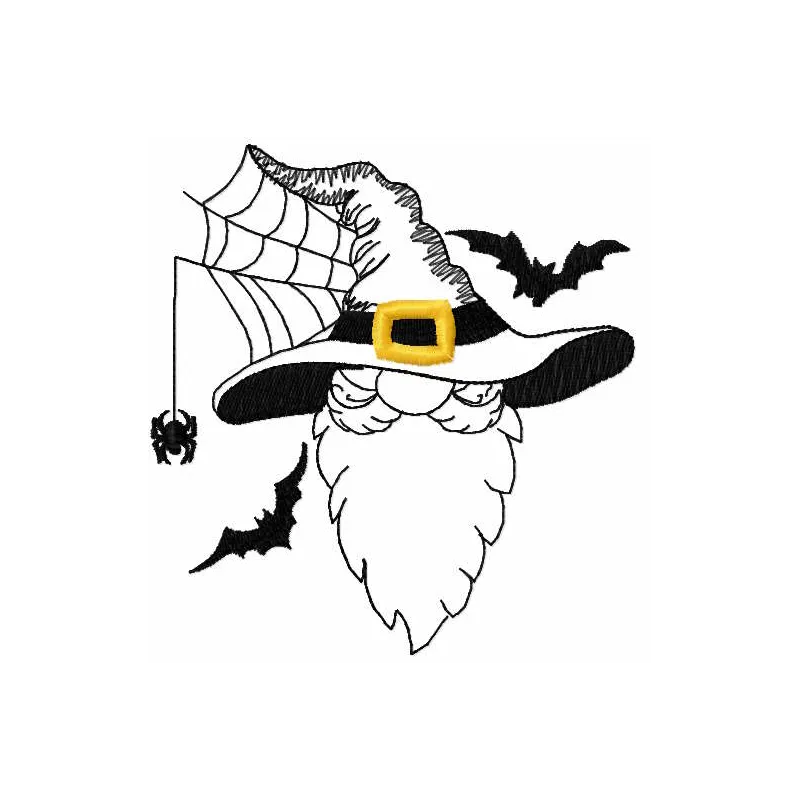 Halloween Dwarf embroidery design preview showcasing detailed stitching and vibrant colors.