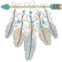 Indian arrow with feathers embroidery design preview showcasing intricate details and vibrant colors.