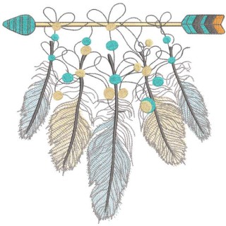 Indian arrow with feathers embroidery design - Embroidery Design