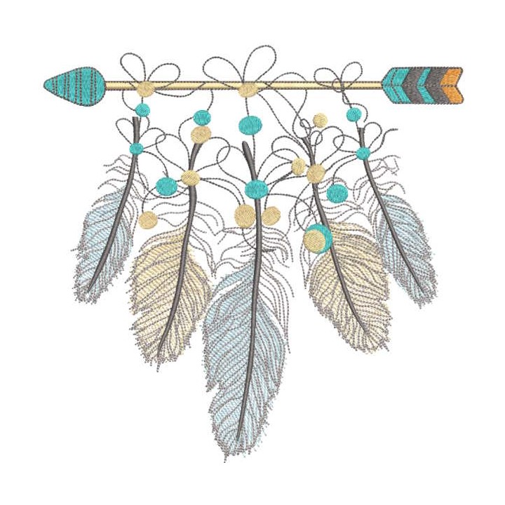 Indian arrow with feathers embroidery design - Embroidery Design