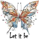 Preview of the Butterfly let it be embroidery design, showcasing a colorful butterfly motif for various stitching projects.
