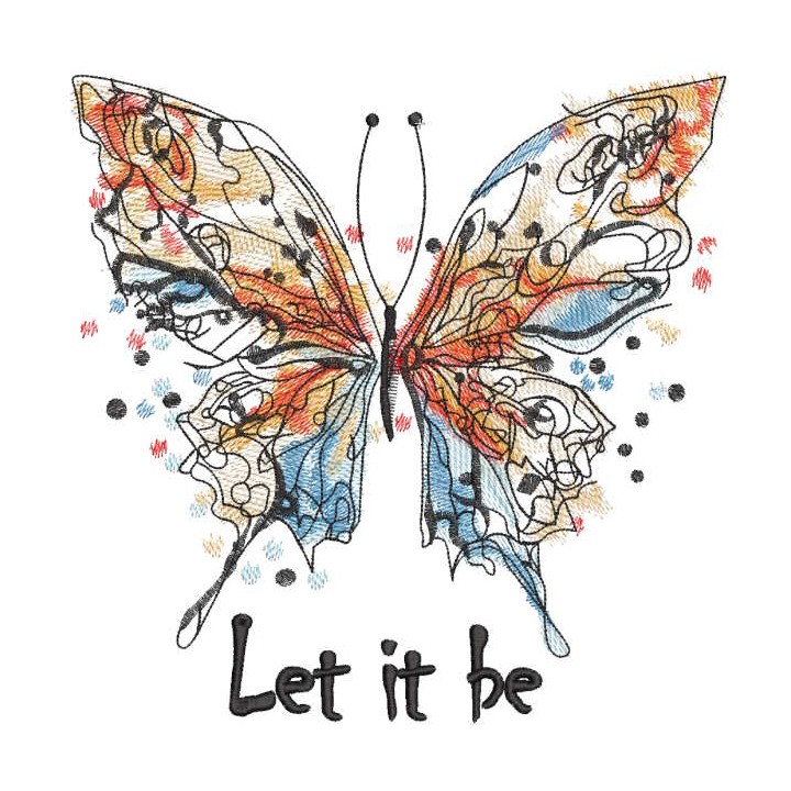 Butterfly let it be embroidery design - Embroidery Design