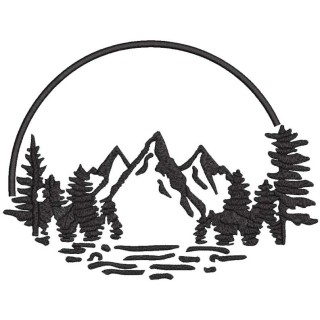 Landscape trees and mountain embroidery design - Embroidery Design