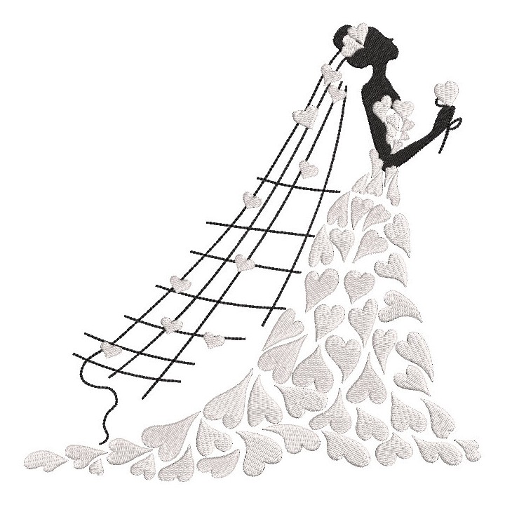 Bride heart girl marriage embroidery design - Embroidery Design