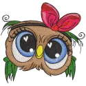 Owl love in her eyes embroidery design preview - a detailed stitching pattern featuring a charming owl.
