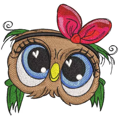 Owl love in her eyes embroidery design preview - a detailed stitching pattern featuring a charming owl.