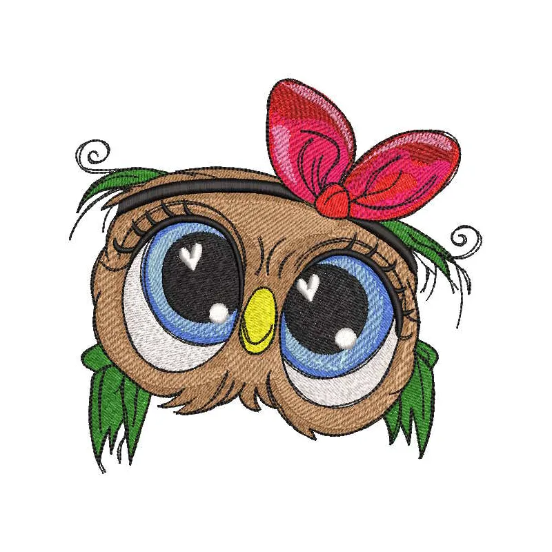 Owl love in her eyes embroidery design preview - a detailed stitching pattern featuring a charming owl.