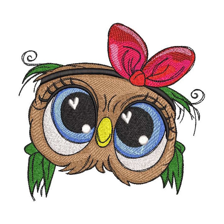 Owl love in her eyes embroidery design - Embroidery Design