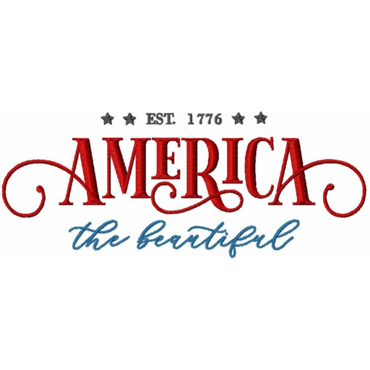 America the beautiful est 1776 embroidery design - Embroidery Design