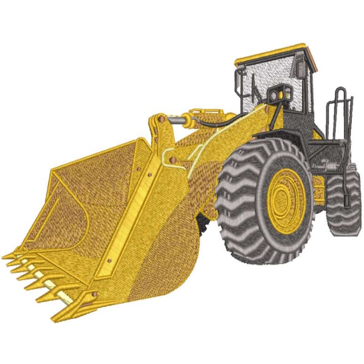 Yellow front loader embroidery design - Embroidery Design