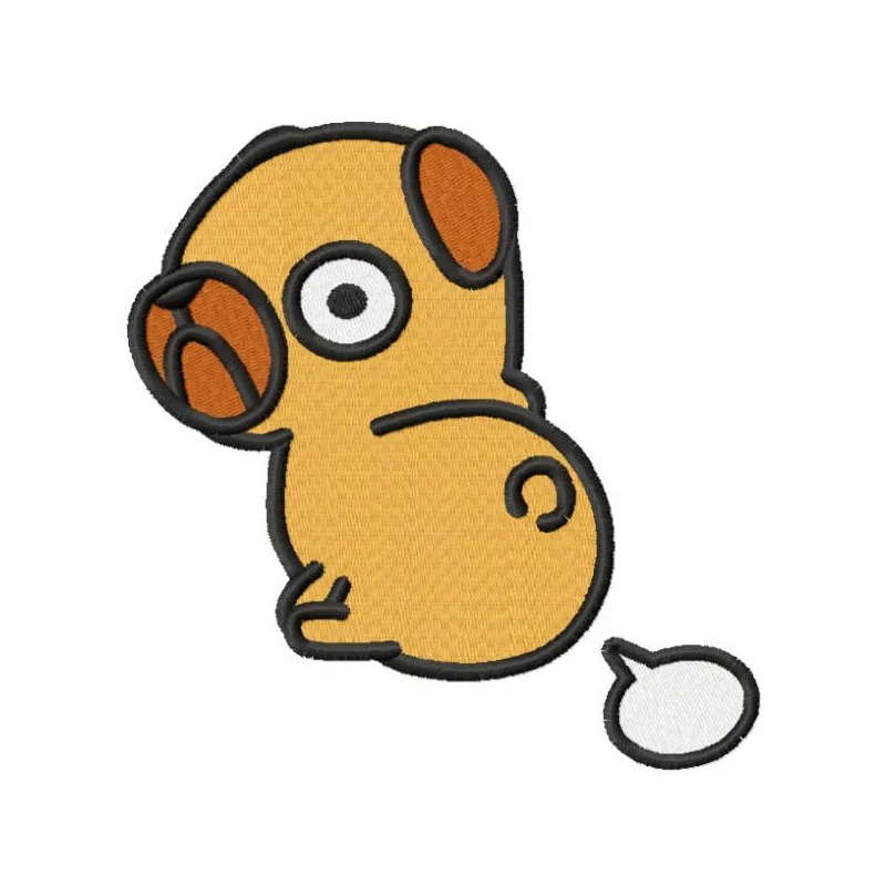 Funny Pug Kawaii embroidery design preview showcasing detailed stitching and vibrant colors.