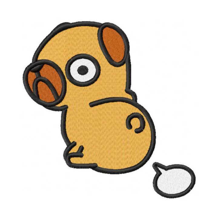 Funny Pug Kawaii embroidery design - Embroidery Design