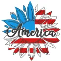 America sunflower embroidery design preview showcasing vibrant colors and detailed stitching.