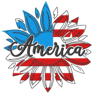 America sunflower embroidery design - Embroidery Design