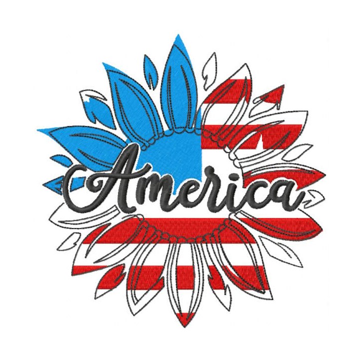 America sunflower embroidery design - Embroidery Design