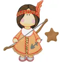 Tilda doll Indian girl embroidery design preview showcasing detailed stitching and vibrant colors.