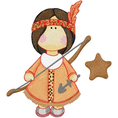 Tilda doll Indian girl embroidery design preview showcasing detailed stitching and vibrant colors.