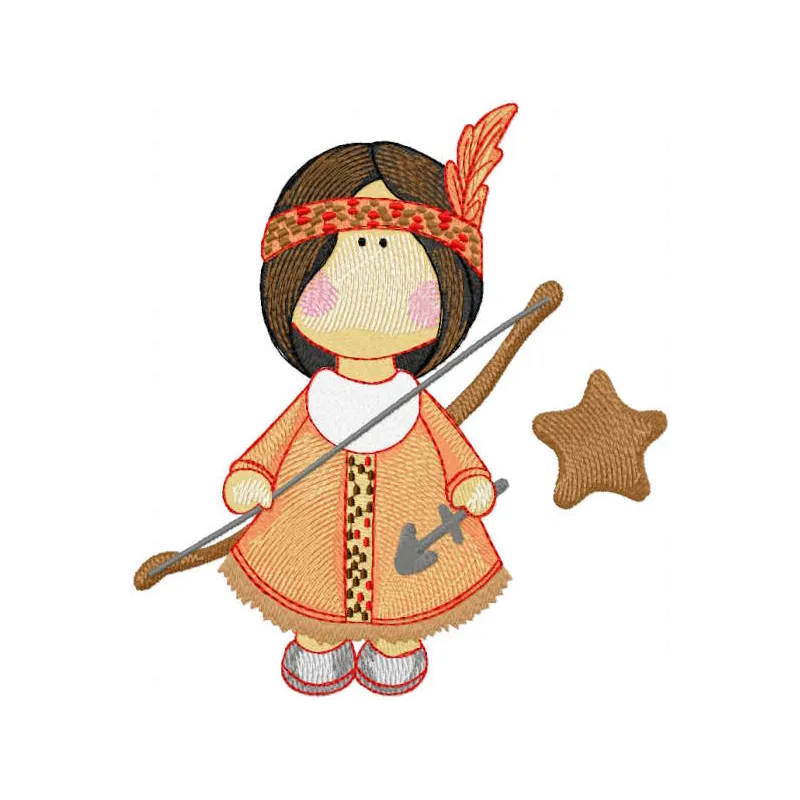 Tilda doll Indian girl embroidery design preview showcasing detailed stitching and vibrant colors.