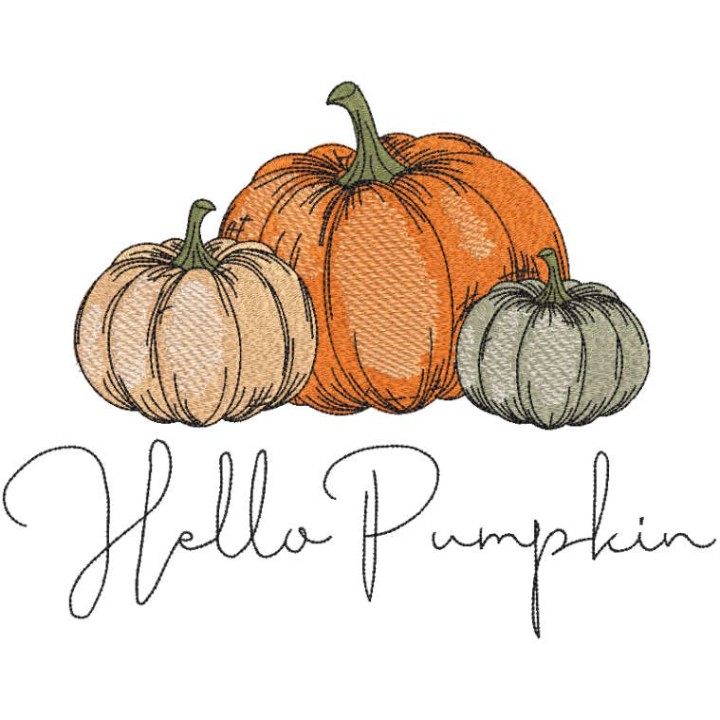 Hello pumpkin embroidery design - Embroidery Design