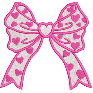 Bow with small hearts embroidery design - Embroidery Design