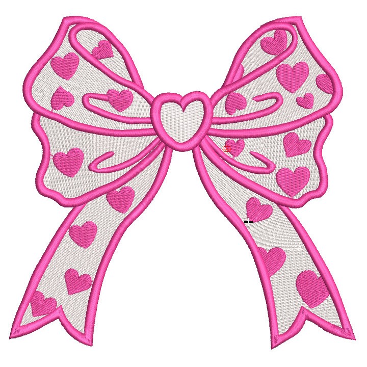 Bow with small hearts embroidery design - Embroidery Design