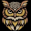 Majestic owl embroidery design preview showcasing detailed stitching and vibrant colors.