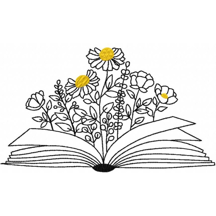 Floral book embroidery design - Embroidery Design