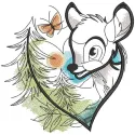 Bambi forest heart embroidery design preview showcasing intricate details and vibrant colors.