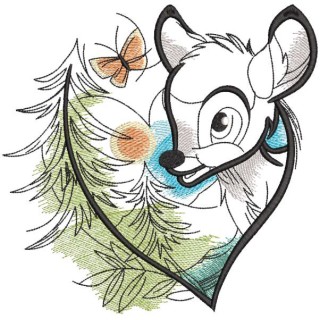 Bambi forest heart embroidery design - Embroidery Design
