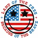 Land of the free smile embroidery design preview showcasing vibrant colors and detailed stitching.