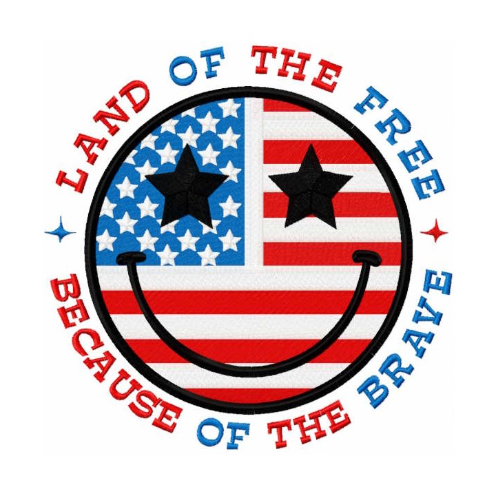 Land of the free smile embroidery design - Embroidery Design