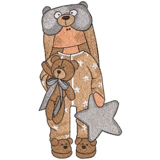 Tilda doll with bear and star embroidery design - Embroidery Design