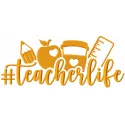Hashtag teacherlife embroidery design preview for back to school. Filename: hashtag teacherlife embroidery design.