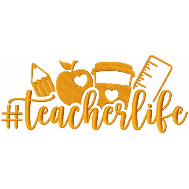 Hashtag teacherlife embroidery design - Embroidery Design