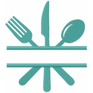 Split kitchen monogram embroidery design - Embroidery Design