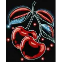 Cherries on branch embroidery design preview. Showcasing vibrant colors and detailed stitching for your projects.