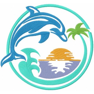 Fun jumping dolphin embroidery design - Embroidery Design