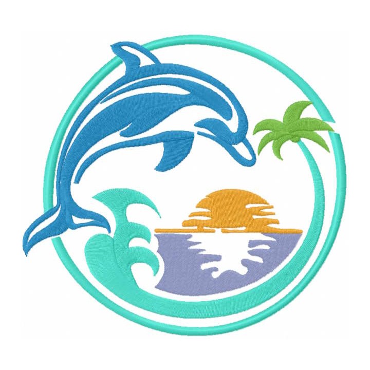 Fun jumping dolphin embroidery design - Embroidery Design