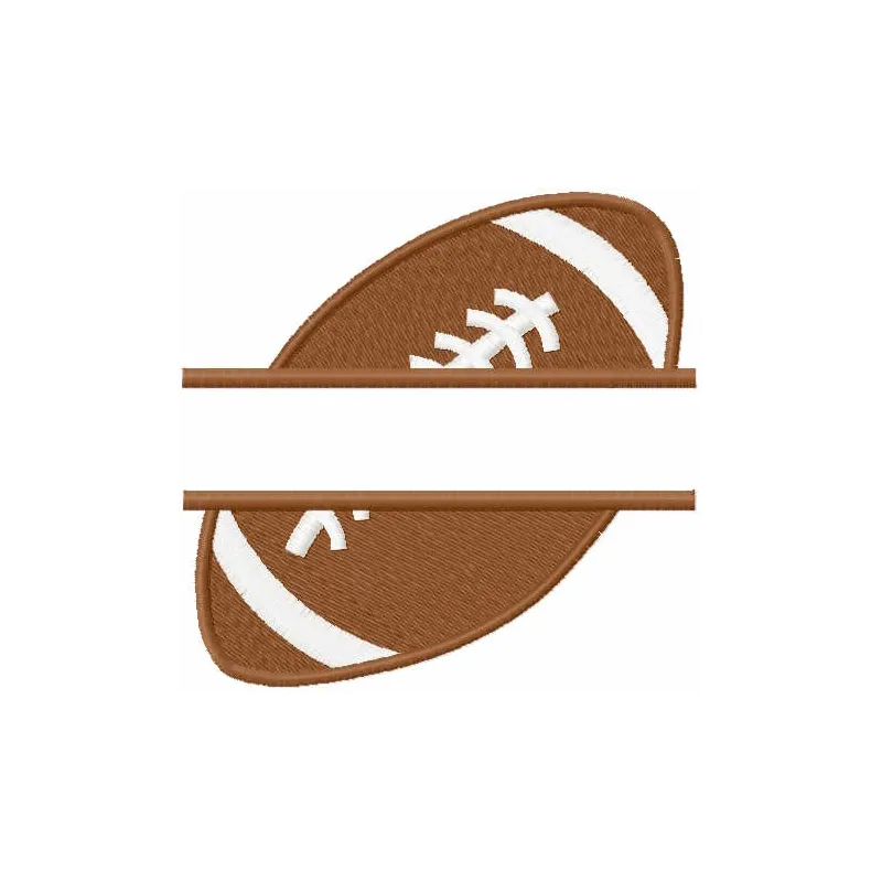 American football ball split embroidery design preview. Filename: american football ball split embroidery design.