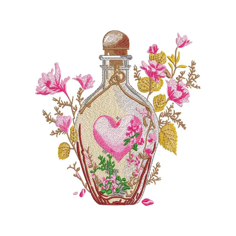 Magical Elixir of Love embroidery design preview. Download this enchanting Valentine's Day pattern.