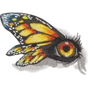 Nymphalisurticae wings eye embroidery design preview. Detailed stitch file for feather and wing patterns.