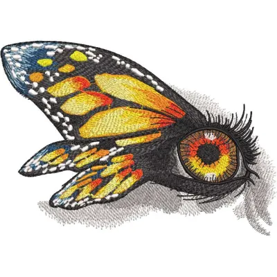 Nymphalisurticae wings eye embroidery design preview. Detailed stitch file for feather and wing patterns.